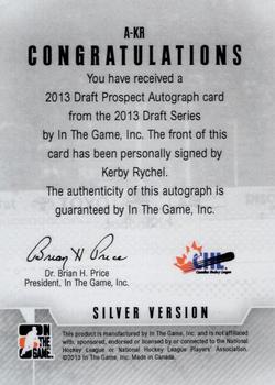 2012-13 In The Game Draft Prospects - Autographs Silver #A-KR Kerby Rychel Back