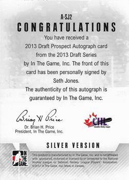 2012-13 In The Game Draft Prospects - Autographs Silver #A-SJ2 Seth Jones Back