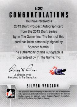 2012-13 In The Game Draft Prospects - Autographs Silver #A-SM2 Spencer Martin Back