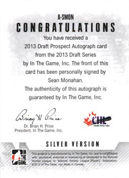 2012-13 In The Game Draft Prospects - Autographs Silver #A-SMON Sean Monahan Back