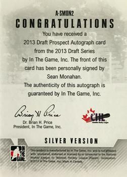 2012-13 In The Game Draft Prospects - Autographs Silver #A-SMON2 Sean Monahan Back