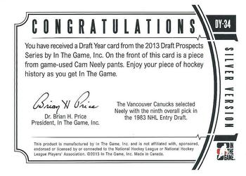 2012-13 In The Game Draft Prospects - Draft Year Silver #DY-34 Cam Neely Back
