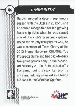 2012-13 In The Game Draft Prospects - Emerald #44 Stephen Harper Back