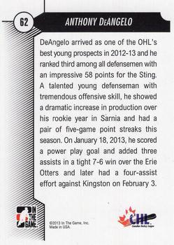 2012-13 In The Game Draft Prospects - Emerald #62 Anthony DeAngelo Back