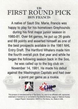 2012-13 In The Game Draft Prospects - Emerald #138 Ron Francis Back