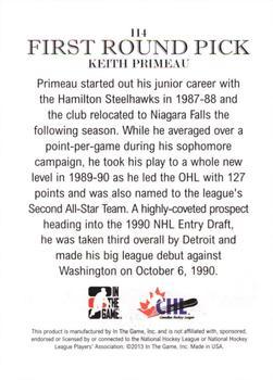 2012-13 In The Game Draft Prospects - Gold #114 Keith Primeau Back