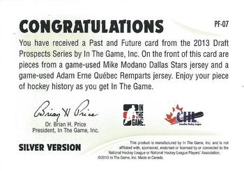 2012-13 In The Game Draft Prospects - Past and Future Silver #PF-07 Mike Modano/Adam Erne Back