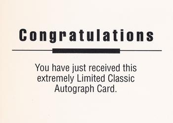 1992 Classic Draft Picks - Autographs #NNO Jozef Cierny Back
