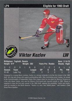 1993 Classic Pro Prospects - Limited Prints #LP4 Viktor Kozlov Back
