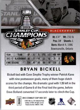 2013 Upper Deck Stanley Cup Champions Box Set #1 Bryan Bickell Back
