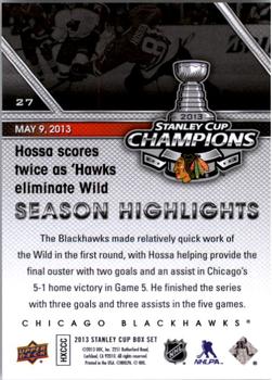 2013 Upper Deck Stanley Cup Champions Box Set #27 Marian Hossa Back