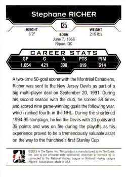 2013-14 In The Game Decades 1990s #135 Stephane Richer Back