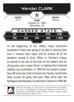 2013-14 In The Game Decades 1990s #151 Wendel Clark Back