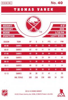 2013-14 Score - Red Back #40 Thomas Vanek Back