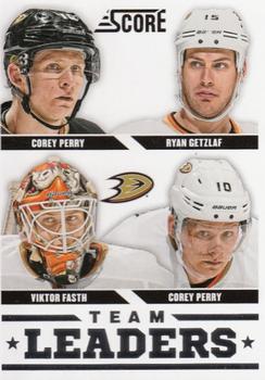 2013-14 Score - Red Back #551 Corey Perry / Ryan Getzlaf / Viktor Fasth Front