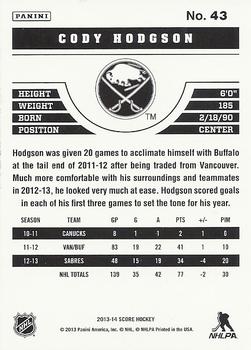 2013-14 Score - Gold #43 Cody Hodgson Back