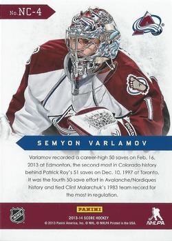 2013-14 Score - Netcam #NC-4 Semyon Varlamov Back