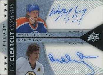 2013-14 Upper Deck Trilogy - Clear Cut Combo Autographs #CCC-GO Wayne Gretzky / Bobby Orr Front