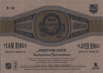 2013-14 O-Pee-Chee - Rings #R-50 Jonathan Quick Back