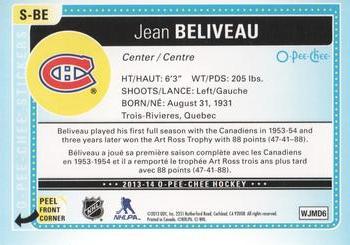 2013-14 O-Pee-Chee - Stickers #S-BE Jean Beliveau Back