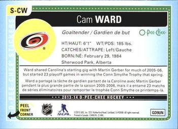 2013-14 O-Pee-Chee - Stickers #S-CW Cam Ward Back