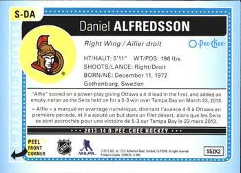 2013-14 O-Pee-Chee - Stickers #S-DA Daniel Alfredsson Back