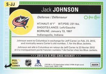 2013-14 O-Pee-Chee - Stickers #S-JJ Jack Johnson Back