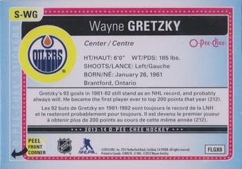 2013-14 O-Pee-Chee - Stickers #S-WG Wayne Gretzky Back