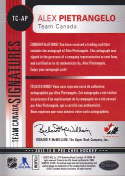 2013-14 O-Pee-Chee - Team Canada Signatures #TC-AP Alex Pietrangelo Back