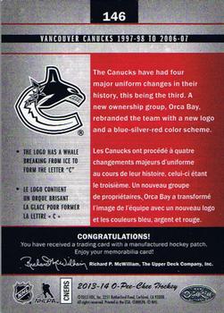 2013-14 O-Pee-Chee - Team Logo Patches #146 Vancouver Canucks 1997-98 to 2006-07 (Primary) Back