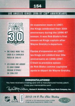 2013-14 O-Pee-Chee - Team Logo Patches #154 Los Angeles Kings 1996-97 (30th Anniversary) Back