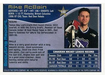 1997 Bowman CHL #103 Mike McBain Back