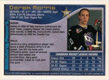1997 Bowman CHL #109 Derek Morris Back