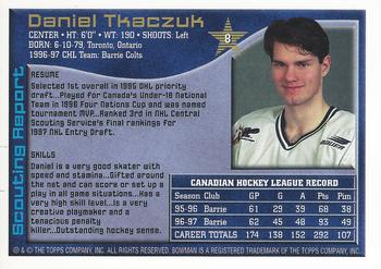 1997 Bowman CHL #8 Daniel Tkaczuk Back
