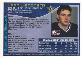 1997 Bowman CHL #13 Sean Blanchard Back