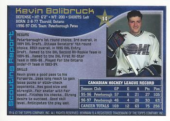1997 Bowman CHL #14 Kevin Bolibruck Back