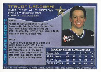1997 Bowman CHL #26 Trevor Letowski Back