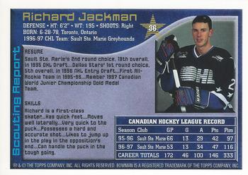 1997 Bowman CHL #36 Richard Jackman Back