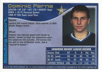 1997 Bowman CHL #49 Dominic Perna Back