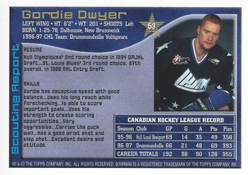 1997 Bowman CHL #53 Gordie Dwyer Back