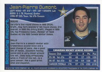 1997 Bowman CHL #60 Jean-Pierre Dumont Back