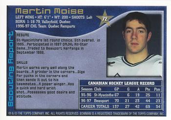 1997 Bowman CHL #72 Martin Moise Back