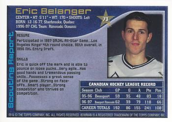 1997 Bowman CHL #73 Eric Belanger Back