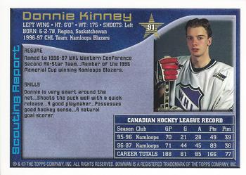 1997 Bowman CHL #91 Donnie Kinney Back