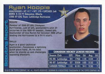 1997 Bowman CHL #101 Ryan Hoople Back