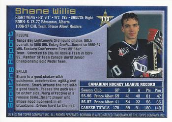 1997 Bowman CHL #113 Shane Willis Back