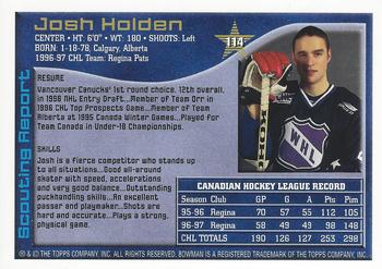 1997 Bowman CHL #114 Josh Holden Back