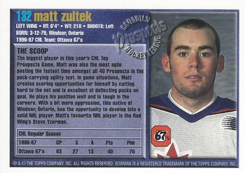 1997 Bowman CHL #132 Matt Zultek Back