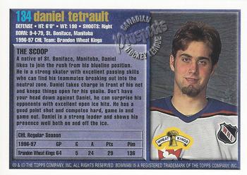 1997 Bowman CHL #134 Daniel Tetrault Back