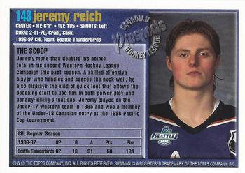 1997 Bowman CHL #143 Jeremy Reich Back